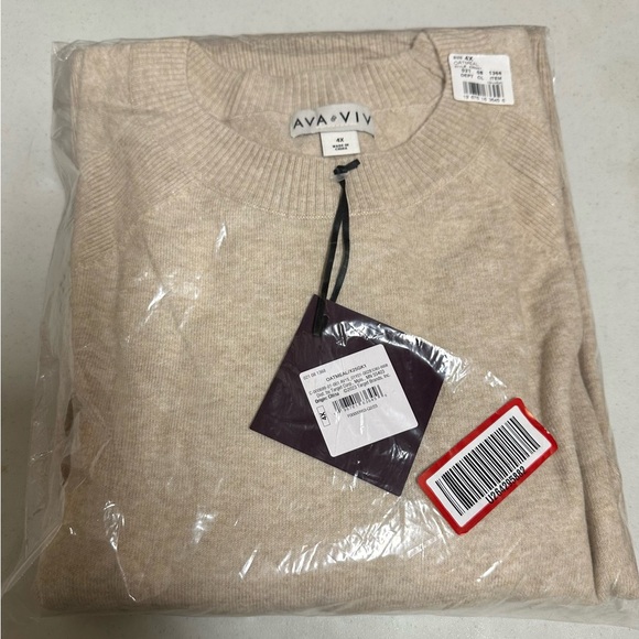 Ava & Viv Oatmeal Lightweight Sweater 4X NWT - Picture 2 of 7